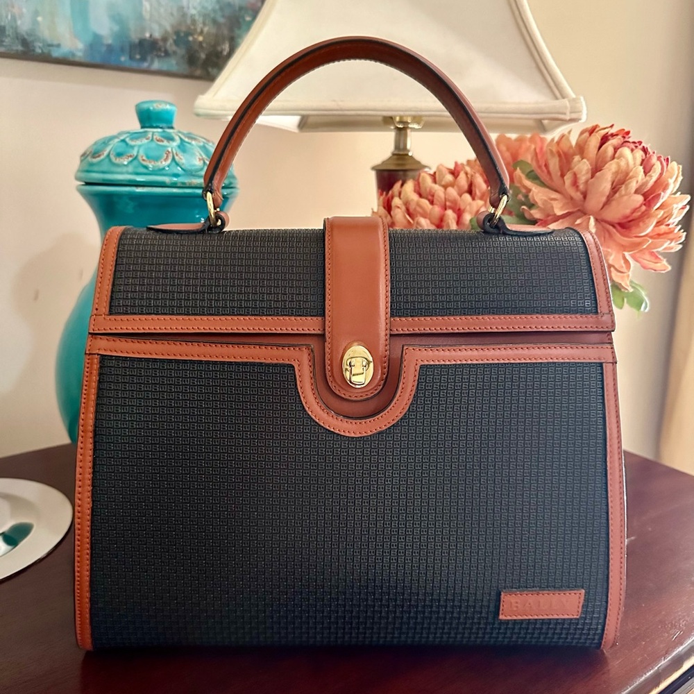 Bally rare vintage top handle satchel handbag